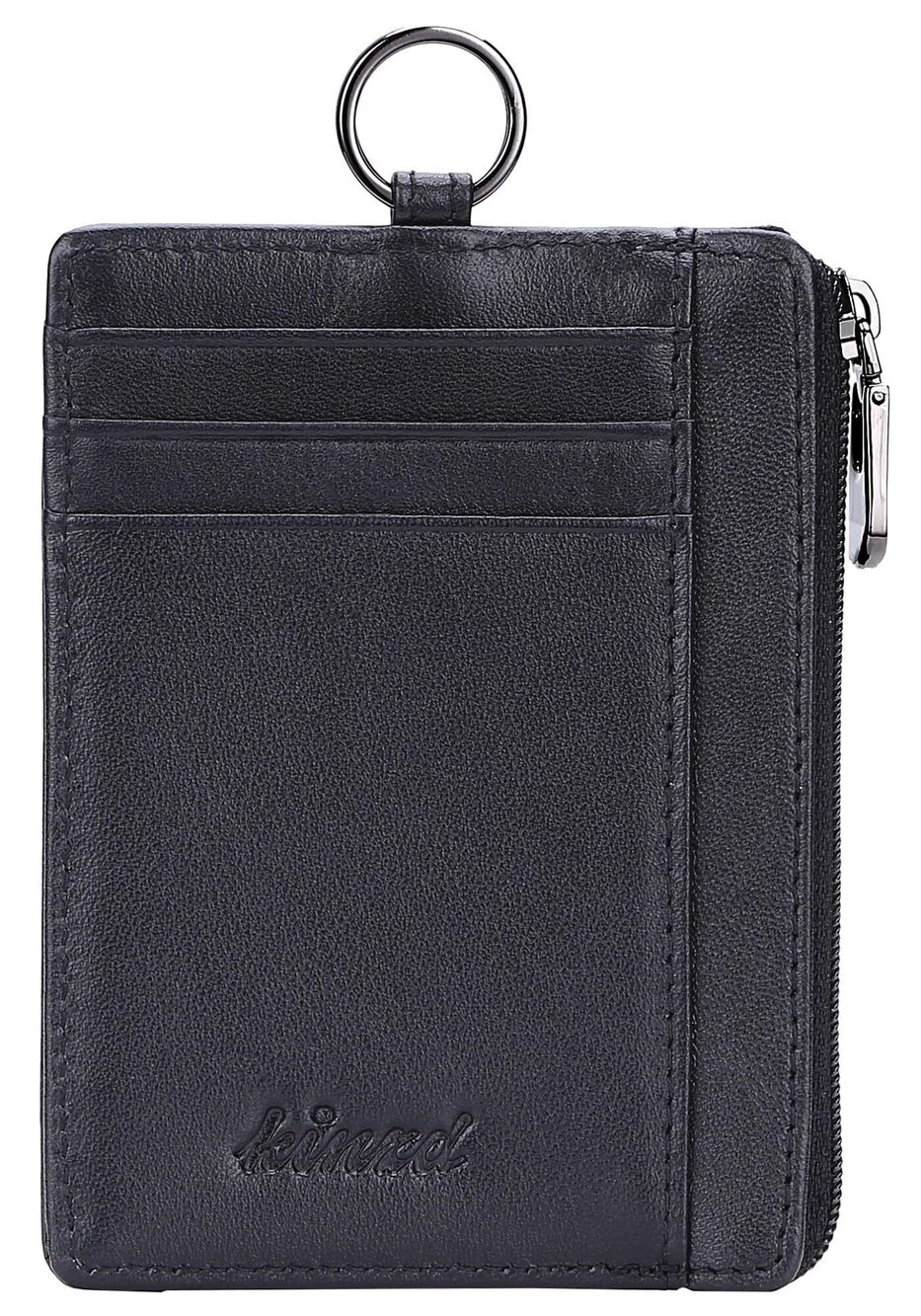 8448 Slim Minimalist Zipper Credit Card Holder Leather Front Pocket Wallet